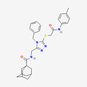 molecular formula C30H35N5O2S B2908434 N-[[4-benzyl-5-[2-(4-methylanilino)-2-oxoethyl]sulfanyl-1,2,4-triazol-3-yl]methyl]adamantane-1-carboxamide CAS No. 477303-45-0