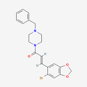molecular formula C21H21BrN2O3 B2908435 (E)-1-(4-benzylpiperazino)-3-(6-bromo-1,3-benzodioxol-5-yl)-2-propen-1-one CAS No. 478078-28-3