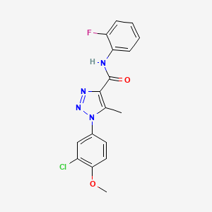 molecular formula C17H14ClFN4O2 B2908441 1-(3-chloro-4-methoxyphenyl)-N-(2-fluorophenyl)-5-methyl-1H-1,2,3-triazole-4-carboxamide CAS No. 866864-37-1