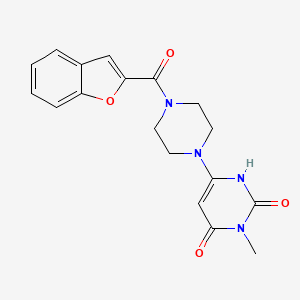 molecular formula C18H18N4O4 B2908443 6-(4-(benzofuran-2-carbonyl)piperazin-1-yl)-3-methylpyrimidine-2,4(1H,3H)-dione CAS No. 2320213-66-7