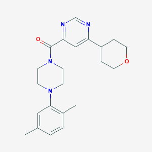 molecular formula C22H28N4O2 B2908450 [4-(2,5-Dimethylphenyl)piperazin-1-yl]-[6-(oxan-4-yl)pyrimidin-4-yl]methanone CAS No. 2415630-47-4