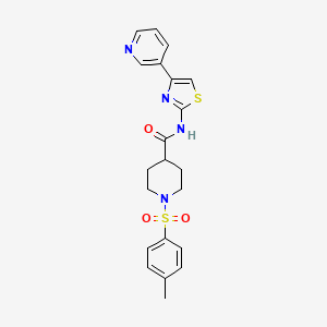 molecular formula C21H22N4O3S2 B2908453 N-(4-(pyridin-3-yl)thiazol-2-yl)-1-tosylpiperidine-4-carboxamide CAS No. 922461-04-9