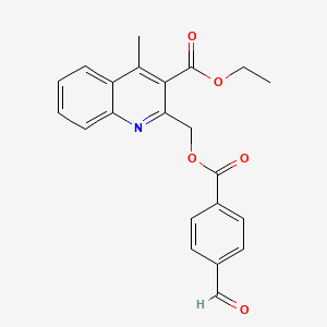 molecular formula C22H19NO5 B2908459 Ethyl 2-[(4-formylbenzoyl)oxymethyl]-4-methylquinoline-3-carboxylate CAS No. 848285-03-0