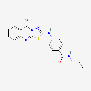 molecular formula C19H17N5O2S B2908469 4-((5-oxo-5H-[1,3,4]thiadiazolo[2,3-b]quinazolin-2-yl)amino)-N-propylbenzamide CAS No. 1114646-95-5