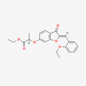 molecular formula C22H22O6 B2908470 (Z)-ethyl 2-((2-(2-ethoxybenzylidene)-3-oxo-2,3-dihydrobenzofuran-6-yl)oxy)propanoate CAS No. 623123-02-4