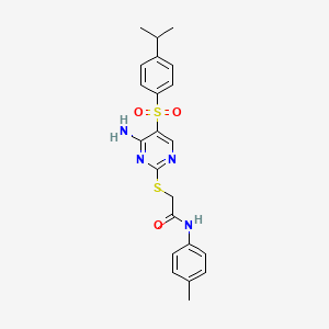 molecular formula C22H24N4O3S2 B2908480 2-((4-amino-5-((4-isopropylphenyl)sulfonyl)pyrimidin-2-yl)thio)-N-(p-tolyl)acetamide CAS No. 894948-62-0