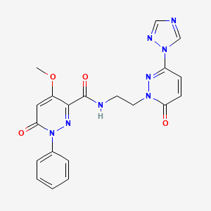 molecular formula C20H18N8O4 B2908484 4-methoxy-6-oxo-N-(2-(6-oxo-3-(1H-1,2,4-triazol-1-yl)pyridazin-1(6H)-yl)ethyl)-1-phenyl-1,6-dihydropyridazine-3-carboxamide CAS No. 1448132-81-7