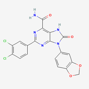 9-(benzo[d][1,3]dioxol-5-yl)-2-(3,4-dichlorophenyl)-8-oxo-8,9-dihydro-7H-purine-6-carboxamide