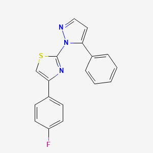 molecular formula C18H12FN3S B2908488 4-(4-fluorophenyl)-2-(5-phenyl-1H-pyrazol-1-yl)-1,3-thiazole CAS No. 956977-61-0