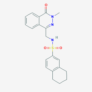 molecular formula C20H21N3O3S B2908505 N-((3-methyl-4-oxo-3,4-dihydrophthalazin-1-yl)methyl)-5,6,7,8-tetrahydronaphthalene-2-sulfonamide CAS No. 1421583-75-6