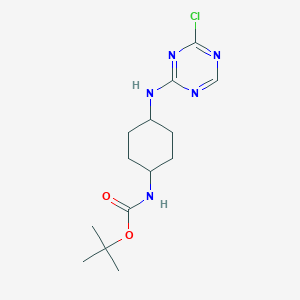 molecular formula C14H22ClN5O2 B2908507 Tert-butyl N-[4-[(4-chloro-1,3,5-triazin-2-yl)amino]cyclohexyl]carbamate CAS No. 2378506-94-4
