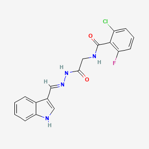 molecular formula C18H14ClFN4O2 B2908510 (E)-N-(2-(2-((1H-indol-3-yl)methylene)hydrazinyl)-2-oxoethyl)-2-chloro-6-fluorobenzamide CAS No. 391892-53-8