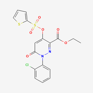molecular formula C17H13ClN2O6S2 B2908513 Ethyl 1-(2-chlorophenyl)-6-oxo-4-((thiophen-2-ylsulfonyl)oxy)-1,6-dihydropyridazine-3-carboxylate CAS No. 899728-79-1