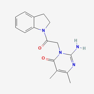 molecular formula C16H18N4O2 B2908524 2-amino-3-(2-(indolin-1-yl)-2-oxoethyl)-5,6-dimethylpyrimidin-4(3H)-one CAS No. 1251632-05-9
