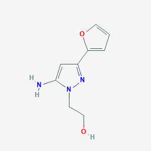 molecular formula C9H11N3O2 B2908531 2-[5-amino-3-(furan-2-yl)-1H-pyrazol-1-yl]ethan-1-ol CAS No. 1152965-35-9