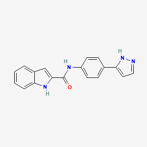 molecular formula C18H14N4O B2908537 N-(4-(1H-pyrazol-3-yl)phenyl)-1H-indole-2-carboxamide CAS No. 256661-19-5