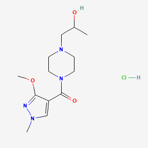 molecular formula C13H23ClN4O3 B2908538 (4-(2-hydroxypropyl)piperazin-1-yl)(3-methoxy-1-methyl-1H-pyrazol-4-yl)methanone hydrochloride CAS No. 1396849-76-5