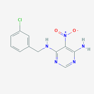 molecular formula C11H10ClN5O2 B2908555 N-(3-chlorobenzyl)-5-nitropyrimidine-4,6-diamine CAS No. 450344-87-3