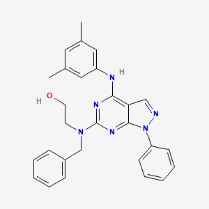 molecular formula C28H28N6O B2908557 2-(benzyl(4-((3,5-dimethylphenyl)amino)-1-phenyl-1H-pyrazolo[3,4-d]pyrimidin-6-yl)amino)ethanol CAS No. 921473-30-5