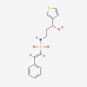 molecular formula C15H17NO3S2 B2908561 (E)-N-(3-hydroxy-3-(thiophen-3-yl)propyl)-2-phenylethenesulfonamide CAS No. 2034997-43-6