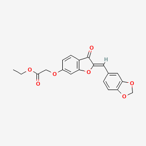 molecular formula C20H16O7 B2908565 (Z)-ethyl 2-((2-(benzo[d][1,3]dioxol-5-ylmethylene)-3-oxo-2,3-dihydrobenzofuran-6-yl)oxy)acetate CAS No. 896853-11-5
