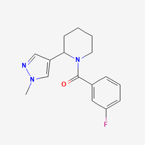 molecular formula C16H18FN3O B2908572 (3-fluorophenyl)(2-(1-methyl-1H-pyrazol-4-yl)piperidin-1-yl)methanone CAS No. 2034301-66-9