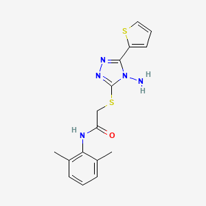 molecular formula C16H17N5OS2 B2908582 2-{[4-amino-5-(thiophen-2-yl)-4H-1,2,4-triazol-3-yl]sulfanyl}-N-(2,6-dimethylphenyl)acetamide CAS No. 886927-26-0