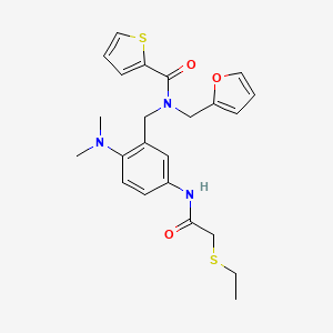 N-[[2-(Dimethylamino)-5-[(2-ethylsulfanylacetyl)amino]phenyl]methyl]-N-(furan-2-ylmethyl)thiophene-2-carboxamide