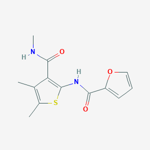 molecular formula C13H14N2O3S B2908588 N-(4,5-dimethyl-3-(methylcarbamoyl)thiophen-2-yl)furan-2-carboxamide CAS No. 896294-47-6