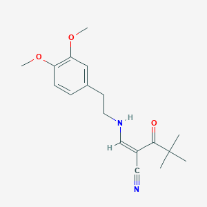 (2Z)-2-[[2-(3,4-dimethoxyphenyl)ethylamino]methylidene]-4,4-dimethyl-3-oxopentanenitrile