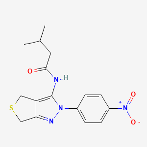 molecular formula C16H18N4O3S B2908606 3-methyl-N-[2-(4-nitrophenyl)-4,6-dihydrothieno[3,4-c]pyrazol-3-yl]butanamide CAS No. 450341-32-9