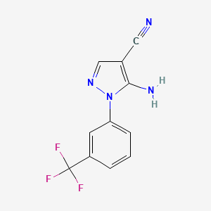 molecular formula C11H7F3N4 B2908609 5-amino-1-[3-(trifluoromethyl)phenyl]-1H-pyrazole-4-carbonitrile CAS No. 956930-23-7