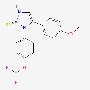 molecular formula C17H14F2N2O2S B2908616 1-(4-(difluoromethoxy)phenyl)-5-(4-methoxyphenyl)-1H-imidazole-2(3H)-thione CAS No. 1105190-89-3