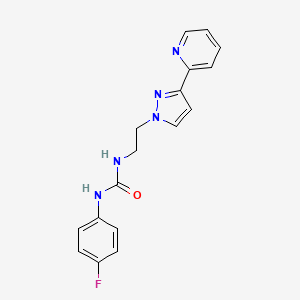 molecular formula C17H16FN5O B2908618 1-(4-fluorophenyl)-3-(2-(3-(pyridin-2-yl)-1H-pyrazol-1-yl)ethyl)urea CAS No. 1448048-00-7