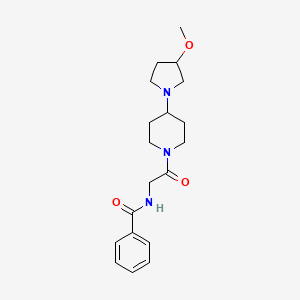 molecular formula C19H27N3O3 B2908622 N-(2-(4-(3-methoxypyrrolidin-1-yl)piperidin-1-yl)-2-oxoethyl)benzamide CAS No. 2319640-36-1