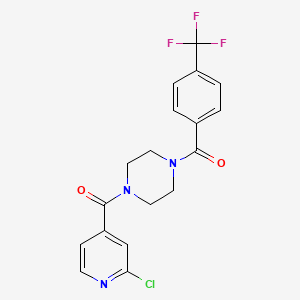 molecular formula C18H15ClF3N3O2 B2908629 1-(2-Chloropyridine-4-carbonyl)-4-[4-(trifluoromethyl)benzoyl]piperazine CAS No. 1119220-24-4