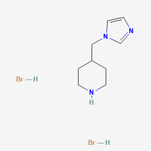 molecular formula C9H17Br2N3 B2908636 4-[(1H-咪唑-1-基)甲基]哌啶二氢溴酸盐 CAS No. 2173999-94-3