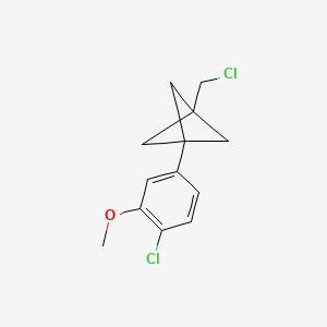 molecular formula C13H14Cl2O B2908639 1-(4-Chloro-3-methoxyphenyl)-3-(chloromethyl)bicyclo[1.1.1]pentane CAS No. 2287310-72-7