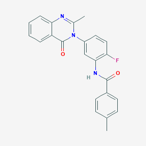 molecular formula C23H18FN3O2 B2908651 N-(2-fluoro-5-(2-methyl-4-oxoquinazolin-3(4H)-yl)phenyl)-4-methylbenzamide CAS No. 899969-39-2