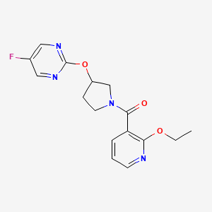 molecular formula C16H17FN4O3 B2908657 (2-Ethoxypyridin-3-yl)(3-((5-fluoropyrimidin-2-yl)oxy)pyrrolidin-1-yl)methanone CAS No. 2034327-02-9
