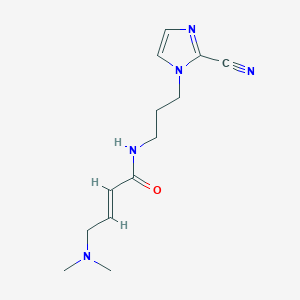 molecular formula C13H19N5O B2908661 (E)-N-[3-(2-Cyanoimidazol-1-yl)propyl]-4-(dimethylamino)but-2-enamide CAS No. 2411336-27-9