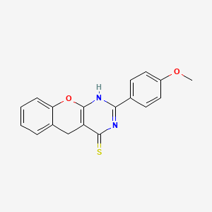 molecular formula C18H14N2O2S B2908663 2-(4-Methoxyphenyl)-1,5-dihydrochromeno[2,3-d]pyrimidine-4-thione CAS No. 97146-32-2