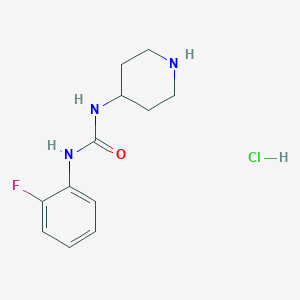 molecular formula C12H17ClFN3O B2908677 1-(2-Fluorophenyl)-3-(piperidin-4-yl)urea hydrochloride CAS No. 1233955-55-9