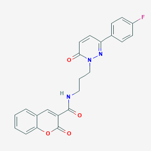 molecular formula C23H18FN3O4 B2908691 N-(3-(3-(4-fluorophenyl)-6-oxopyridazin-1(6H)-yl)propyl)-2-oxo-2H-chromene-3-carboxamide CAS No. 1021056-53-0