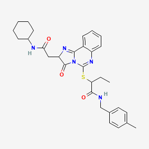 molecular formula C30H35N5O3S B2908694 2-((2-(2-(cyclohexylamino)-2-oxoethyl)-3-oxo-2,3-dihydroimidazo[1,2-c]quinazolin-5-yl)thio)-N-(4-methylbenzyl)butanamide CAS No. 1173728-10-3