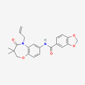 molecular formula C22H22N2O5 B2908696 N-(5-allyl-3,3-dimethyl-4-oxo-2,3,4,5-tetrahydrobenzo[b][1,4]oxazepin-7-yl)benzo[d][1,3]dioxole-5-carboxamide CAS No. 921521-14-4
