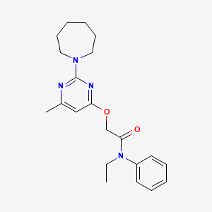 molecular formula C21H28N4O2 B2908709 2-((2-(azepan-1-yl)-6-methylpyrimidin-4-yl)oxy)-N-ethyl-N-phenylacetamide CAS No. 1226426-87-4