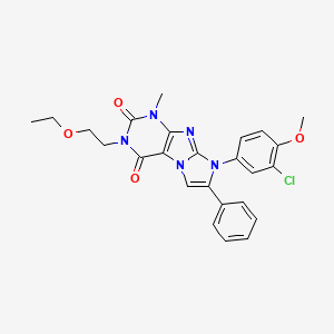 molecular formula C25H24ClN5O4 B2908710 8-(3-Chloro-4-methoxyphenyl)-3-(2-ethoxyethyl)-1-methyl-7-phenyl-1,3,5-trihydr o-4-imidazolino[1,2-h]purine-2,4-dione CAS No. 896300-38-2