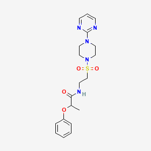 molecular formula C19H25N5O4S B2908712 2-phenoxy-N-(2-((4-(pyrimidin-2-yl)piperazin-1-yl)sulfonyl)ethyl)propanamide CAS No. 946225-65-6
