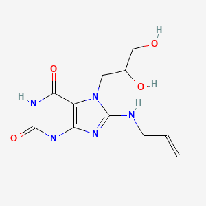 molecular formula C12H17N5O4 B2908714 8-Allylamino-7-(2,3-dihydroxy-propyl)-3-methyl-3,7-dihydro-purine-2,6-dione CAS No. 329698-56-8